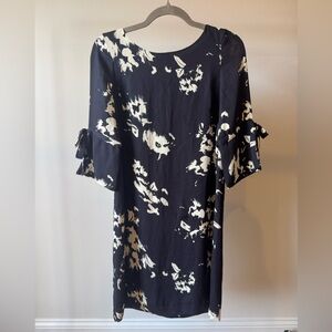 H&M Black and White Floral Long Sleeve Dress